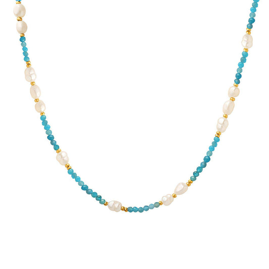Pearl Radiance: Blue Tone Necklace
