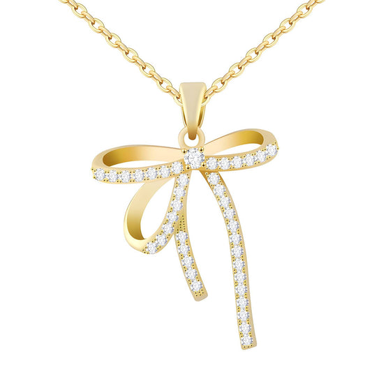 Gilded Grace: 18K Gold-Plated Stainless Bow Necklace