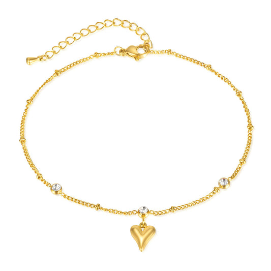 Golden Love: 18K Gold-Plated Stainless Hearts Anklet